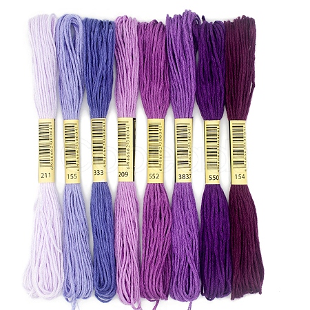 8 Skeins 8 Colors 6-Ply Polyester Embroidery Floss PW-WG88461-03-1