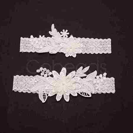 Polyester Lace Elastic Bridal Garters OCOR-WH0075-03-1