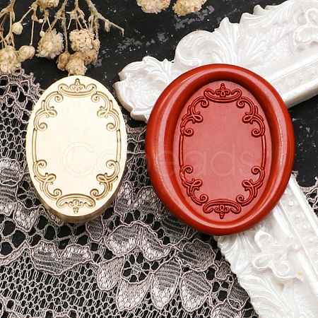 Oval Flower Frame Brass Stamp Heads AJEW-M037-07G-02-1