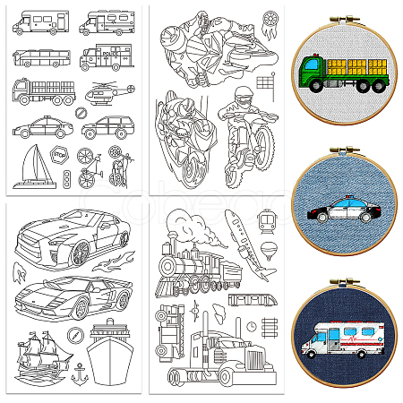 4 Sheets 11.6x8.2 Inch Stick and Stitch Embroidery Patterns DIY-WH0455-198-1