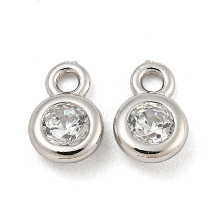 925 Sterling Silver Pave Clear Cubic Zirconia Flat Round Charms STER-B005-01P-1