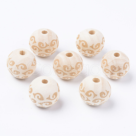 Unfinished Natural Wood European Beads WOOD-S057-011B-1