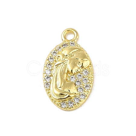 Brass Micro Pave Clear Cubic Zirconia Pendants KK-E111-29G-1