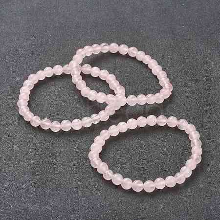 Natural Rose Quartz Beaded Stretch Bracelets BJEW-D446-B-11-1