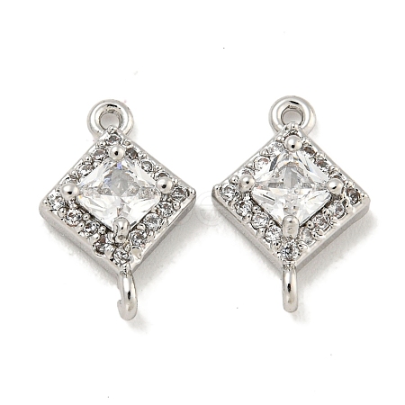 Brass Pave Clear Cubic Zirconia Connector Charms KK-P275-41P-1