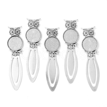 Owl Vintage Tibetan Style Alloy Bookmarks Cabochon Settings TIBE-Q032-28AS-NR-1