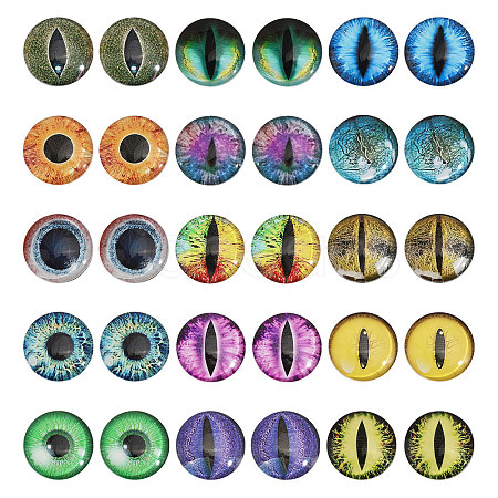 CHGCRAFT 30Pcs 15 Colors Luminous Self Adhesive Glass Eyes Cabochons DIY-CA0006-27B-1