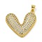 Rack Plating Brass Micro Pave Cubic Zirconia Pendants, Long-Lasting Plated, Cadmium Free & Lead Free, Heart, Real 18K Gold Plated, 29x26x5mm, Hole: 3.5x4mm