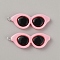 Opaque Resin Pendants, Sunglasses Charms, with Platinum Tone Iron Loops, Pink, 45x16x4mm, Hole: 2mm