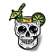 Halloween Skull Enamel Pins, Black Alloy Brooch for Backpack Clothes, Lemon, 30x24x2mm