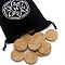 Wood Round Elder Futhark Alphabet Engraved Symbol Rune Stones Sets, with Flannelette Bag, BurlyWood, 39x9mm, 25pcs/set