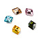 K9 Glass Rhinestone Cabochons, Flat Back & Back Plated, Parallelogram, Mixed Color, 12x10.5x5.6mm