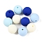 Rubberized Style Imitated Silicone Acrylic Beads, Round, Mixed Color, 13.5~14x13mm, Hole: 2mm