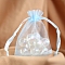 Organza Gift Drawstring Bags, Jewelry Pouches, Wedding Party Christmas Favor Gift Bags, Rectangle, Light Blue, 18x13cm