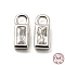 Real Platinum Plated Rhodium Plated 925 Sterling Silver Charms, with Clear Cubic Zirconia, with S925 Stamp, Rectangle, 6x2.5x2mm, Hole: 1.2mm