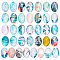 PandaHall Elite 1 Set Marble Pattern Glass Cabochons, Oval, Mixed Color, 25x18x5mm, 40pcs/set