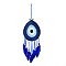 Cotton Woven Net/Web with Feather Hanging Decorations, Bohemia Teardrop with Evil Eye Hanging Ornaments for Home Office Decoration, Blue, 600mm