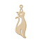 Rack Plating Brass Pendants,  Long-Lasting Plated, Cat, Light Gold, 27x8x0.3mm, Hole: 1.3mm