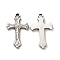 Non-Tarnish 304 Stainless Steel Pendants, Crucifix Cross Charm, Stainless Steel Color, 32.5x19.5x2.5mm, Hole: 2mm