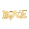 Word Love Alloy Brooch, Fairy Lapel Pins, Golden, 17.5x50mm