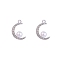 Alloy Rhinestone Pendants, with Plastic Imitation Pearl, Platinum, Moon, 25~30mm