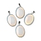 Opalite Pendants, Oval Charms with Platinum Plated Metal Findings, 39.5x26x6mm, Hole: 7.6x4mm