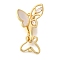 Brass Shell Fold Over Clasps, with Micro Pave Clear Cubic Zirconia, Butterfly, Real 18K Gold Plated, 31mm