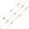 Ion Plating(IP) 304 Stainless Steel Link Chains, Natural Rose Quartz Beads & Spool, Soldered, Real 18K Gold Plated, 8x4mm, about 32.81 Feet(10m)/Roll