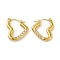 304 Stainless Steel Pave Crystal Rhinestone Hoop Earrings for Women, Heart, Golden, 21.5x3mm