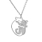 Non-Tarnish Stainless Steel Pendant Necklaces, with Cable Chains for Women, Cat Shaped, Stainless Steel Color, 17.72 inch(45cm)