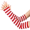 Stripe Acrylic Fibers Knitting Long Fingerless Gloves, Arm Warmer, Winter Warm Gloves with Thumb Hole, Red, 500x70mm