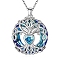 Alloy Pendant Necklaces, Cable Chain, with Glass Pendants, Flat Round, Platinum, 17.72 inch(45cm)