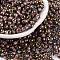 Glass Seed Beads, Inside Colours, Half Gilded Plated, Round, Rosy Brown, 4x3mm, Hole: 1.2mm, 6428pcs/pound