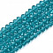 Glass Beads Strands, Faceted, Rondelle, Light Sea Green, 2.9~3.3x2mm, Hole: 0.8mm, about 145~150pcs/strand, 34~35cm