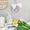 Cotton Woven Net Glass Ball Hanging Decorations, Bowknot Lace Hanging Ornaments for Home Office Decoration, Pink, 80mm