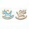 Alloy Enamel Pendants, Wooden Horse, Light Gold, Light Sky Blue, 13x16x1.5mm, Hole: 1.8mm