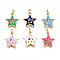 Brass Micro Pave Cubic Zirconia Enamel Charms, with Jump Rings, Nickel Free, Star, Real 16K Gold Plated, Mixed Color, 15x13.5x2mm, Jump Ring: 5x0.8mm, 3mm inner diameter