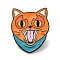 Enamel Pins, Zinc Alloy Brooches for Backpack Clothes, Cat, Orange, 30x24.5mm