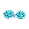 Synthetic Coral Carved Beads, Dyed, Flower, Dark Turquoise, 28x14mm, Hole: 1.3mm