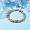 8mm Natural Sunstone Round Beaded Stretch Bracelets BJEW-TA00530-2