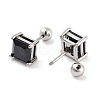 Square 316 Surgical Stainless Steel Pave Cubic Zirconia Ear False Plugs for Women Men EJEW-Z050-34A-02P-2