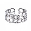 304 Stainless Steel Star Open Cuff Ring RJEW-T023-03P-1