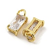 Brass Micro Pave Clear Cubic Zirconia Charms KK-G490-21G-2