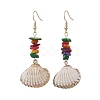 Dyed Shell & Electroplated Conch Shell Dangle Earrings EJEW-JE06061-4