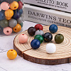 220Pcs 11 Colors Painted Natural Wood European Beads WOOD-TA0001-54-15