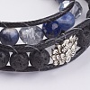 Natural Sodalite and Lava Rock Wrap Bracelet BJEW-JB03612-01-2