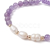 Natural Mixed Gemstone & Pearl Braided Bead Bracelets BJEW-JB09718-4