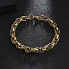 201 Stainless Steel Rope Chain Bracelets for Men BJEW-R313-06G-2