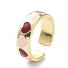 Heart Pattern Alloy Enamel Cuff Rings RJEW-Z008-16LG-D-3