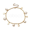 Iron with Shell Pearl Beads Anklet AJEW-AN00610-1